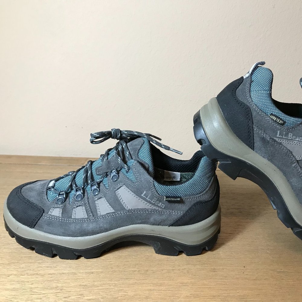L.L.Bean Gore-Tex Hiking Shoes Vibram Soles Grey/Blue - Picture 1 of 8